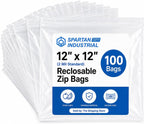12” X 12” (100 Count) 2 Mil Clear Reclosable Zip Plastic Poly Bags