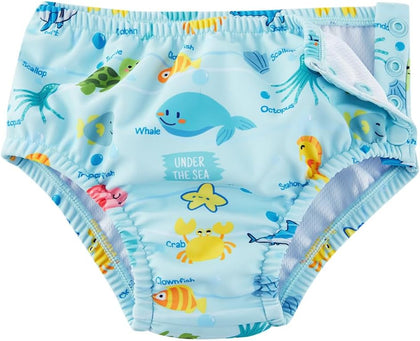 Baby Swim Diapers Reusable Washable Infant Diaper Swimsuit with Side Snap UPF 50+ Sun Protection for Pool Beach(18-24