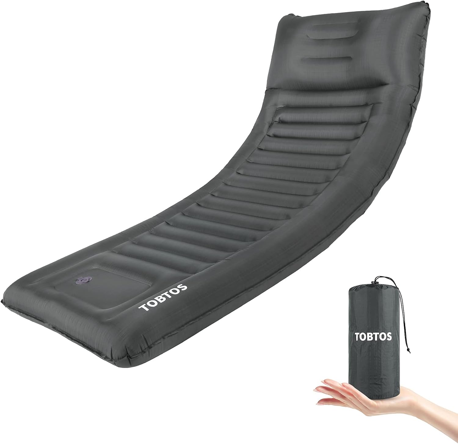 Inflatable Camping Sleeping Pad with Pillow, Thick 6 Inch Ultralight Sleeping Pad with Built-in Pump, Lightweight