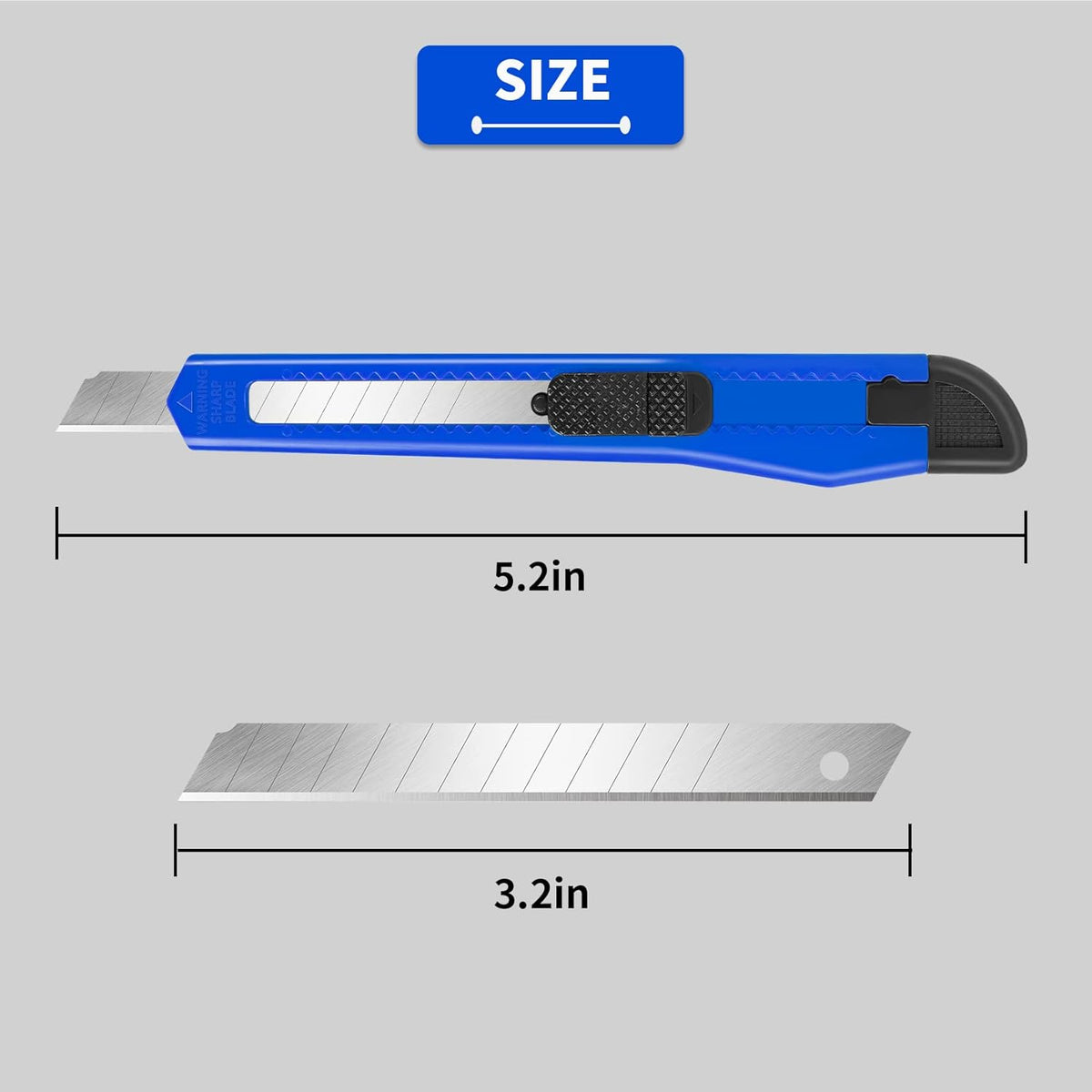 8 Pack Box Cutter Retractable Utility Knife, 9mm Wide Blade