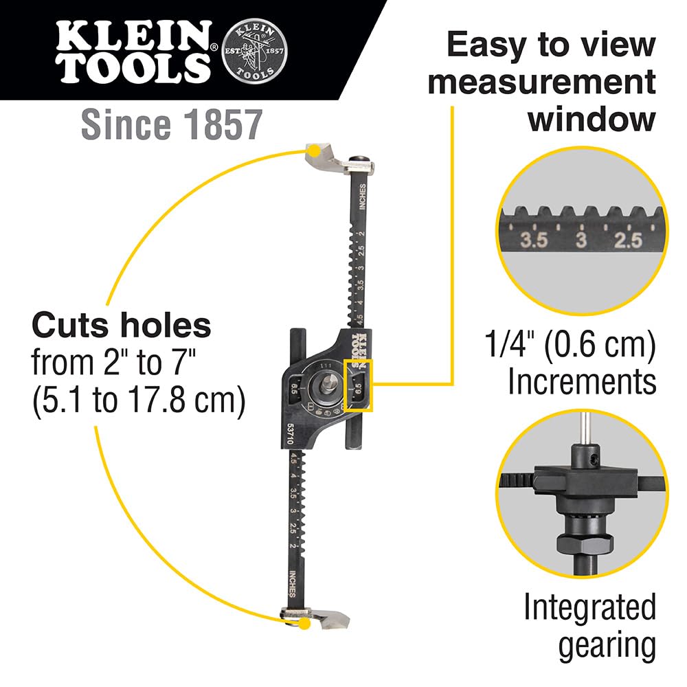 Klein Tools 53710 Adjustable Hole Saw, 2 to 7-Inch with Vacuum Port