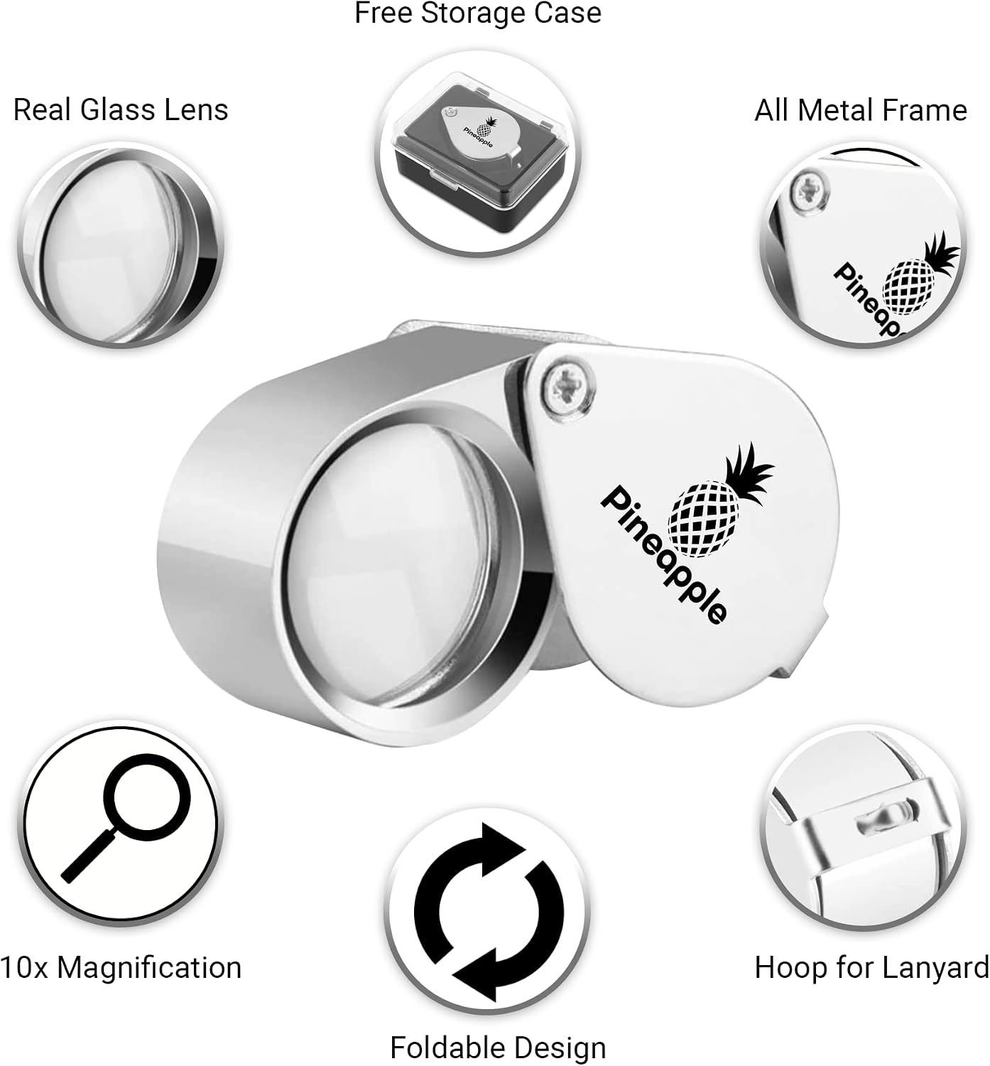 10X Jewelers Loupe Magnifier Pocket Magnifying Glass Small Jewelry Eye Loop for Coins, Diamonds, Gems, Plants, 2 Pack