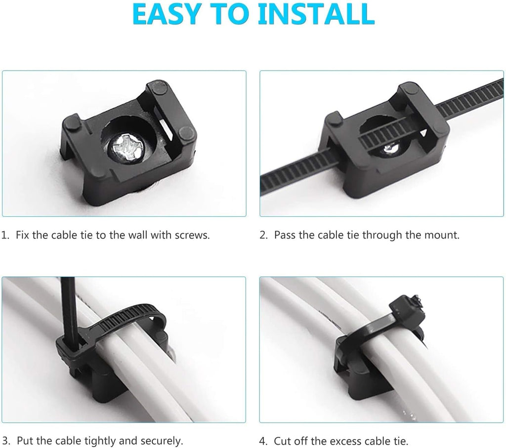 Cable Tie Mounting,100 Pcs Zip Tie Base,5 mm(M5) Screw Hole, 23x16x9(L*W*H) mm Cord Tie Mount Wire Tie Holder Fix