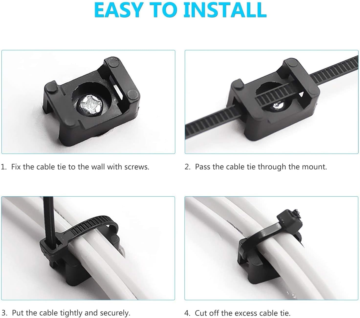 Cable Tie Mounting,100 Pcs Zip Tie Base,5 mm(M5) Screw Hole, 23x16x9(L*W*H) mm Cord Tie Mount Wire Tie Holder Fix