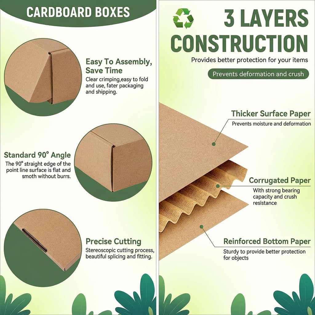 9x6x2 Cardboard Shipping Boxes Set of 20, Brown