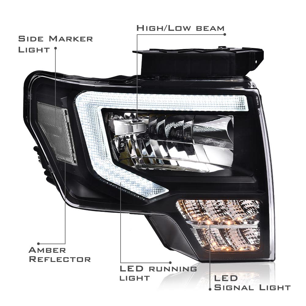 LED Headlights Assembly Fit 2009-2014 Ford F150