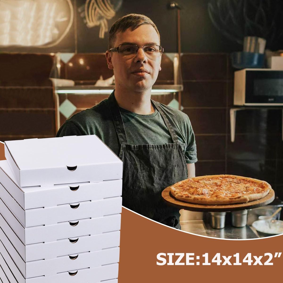 Pizza Boxes 14x14x2 Inch 10 Pack,Cardboard Pizza Box