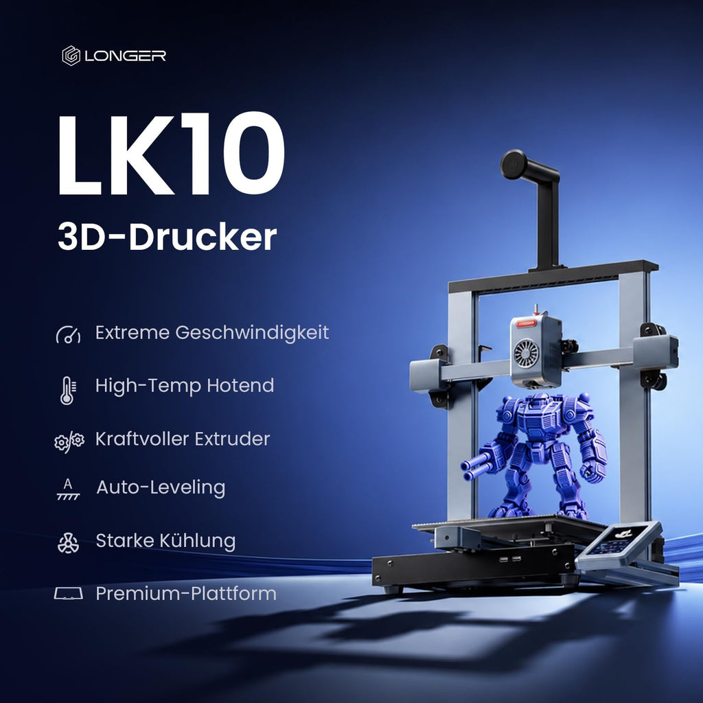 LK10 3D Printer, Auto Bed Leveling, 500mm/s High-Speed Printing, 300°C Direct Drive Extruder, CoreXY All-Metal Frame
