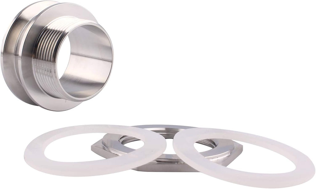 DERNORD 2" Tri Clamp Bulkhead Compression Fitting 304 Stainless Steel Weldless Homebrew Kettle Bulkhead