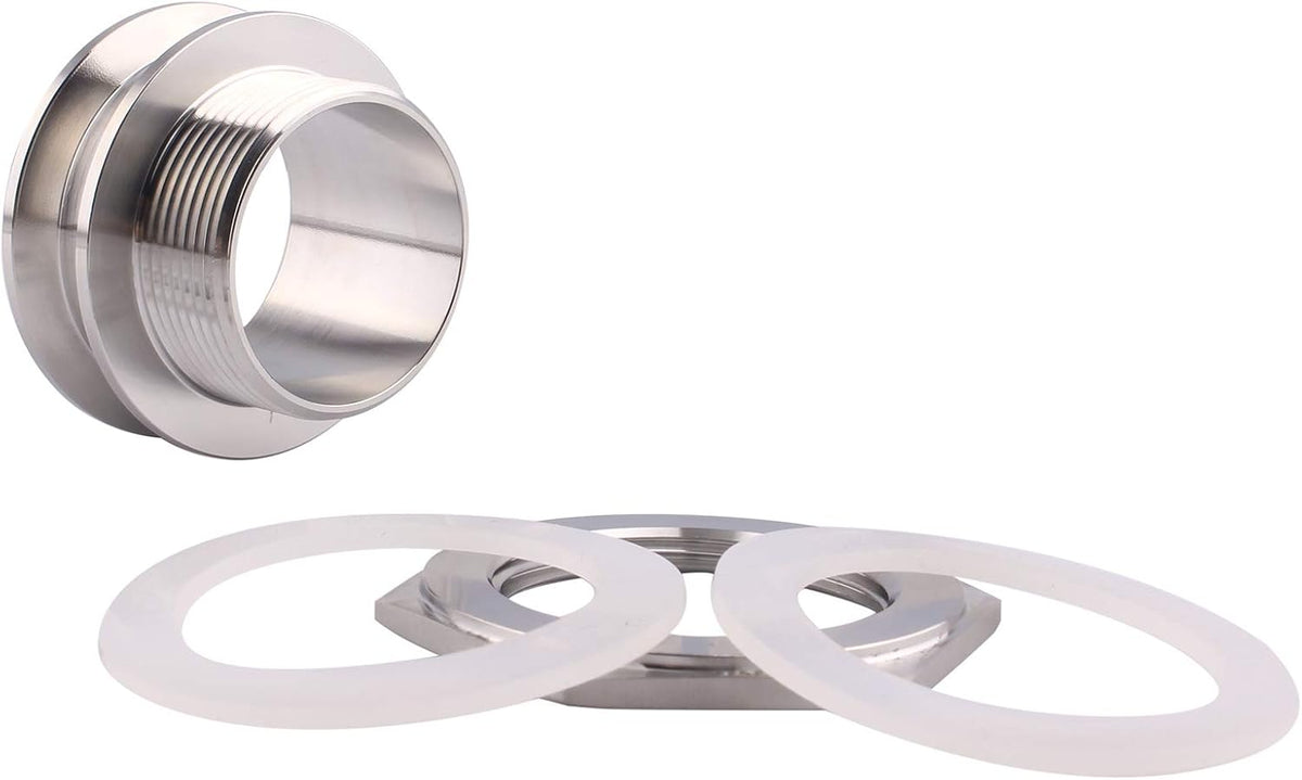 DERNORD 2" Tri Clamp Bulkhead Compression Fitting 304 Stainless Steel Weldless Homebrew Kettle Bulkhead