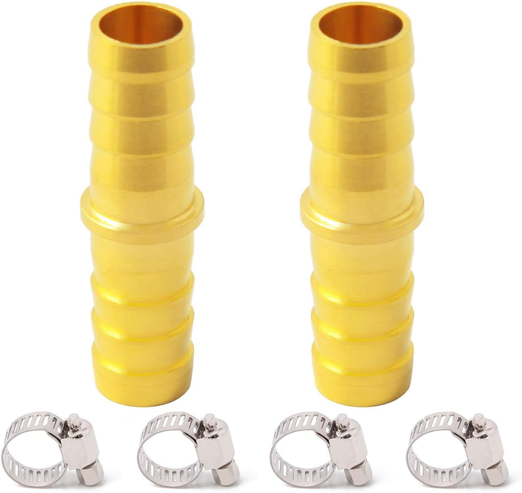 Brass 1/2" Hose Barb Splicer Mender Euqal Barbed Coupler Round Union Adapter (Pack of 2)