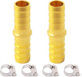 Brass 1/2" Hose Barb Splicer Mender Euqal Barbed Coupler Round Union Adapter (Pack of 2)