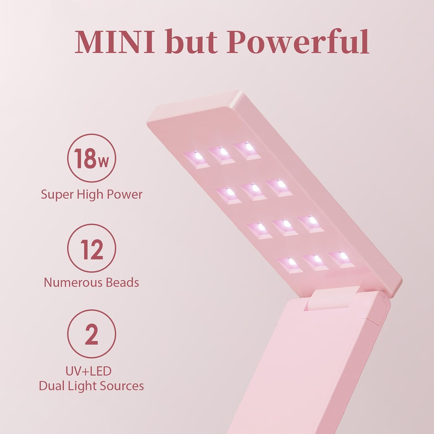 UV Nail Lamp UV Light for Nails - 18W Fast Curing LED, Suitable for All Gel Polishes, Dual Timing, Type-C