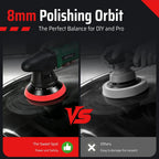 Car Polisher Buffer, 5-Inch 8MM Dual Action Random Orbital | 6-Speed MAX4500 RPM, Runs Cool Under Load, Pure Copper