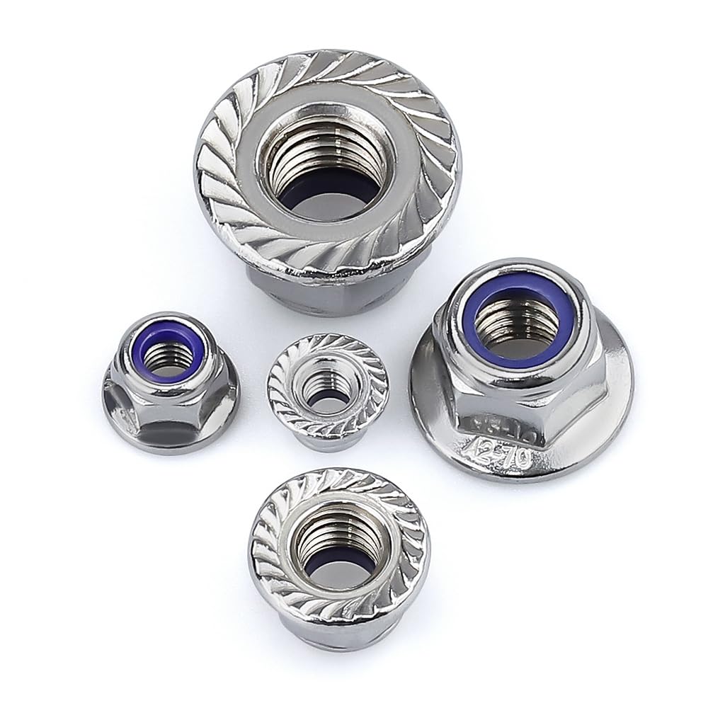 M4-0.7 (50 Pack) Hex Flange Locknuts, Serrated Flange Washer, Stainless Steel 304 (18/8)