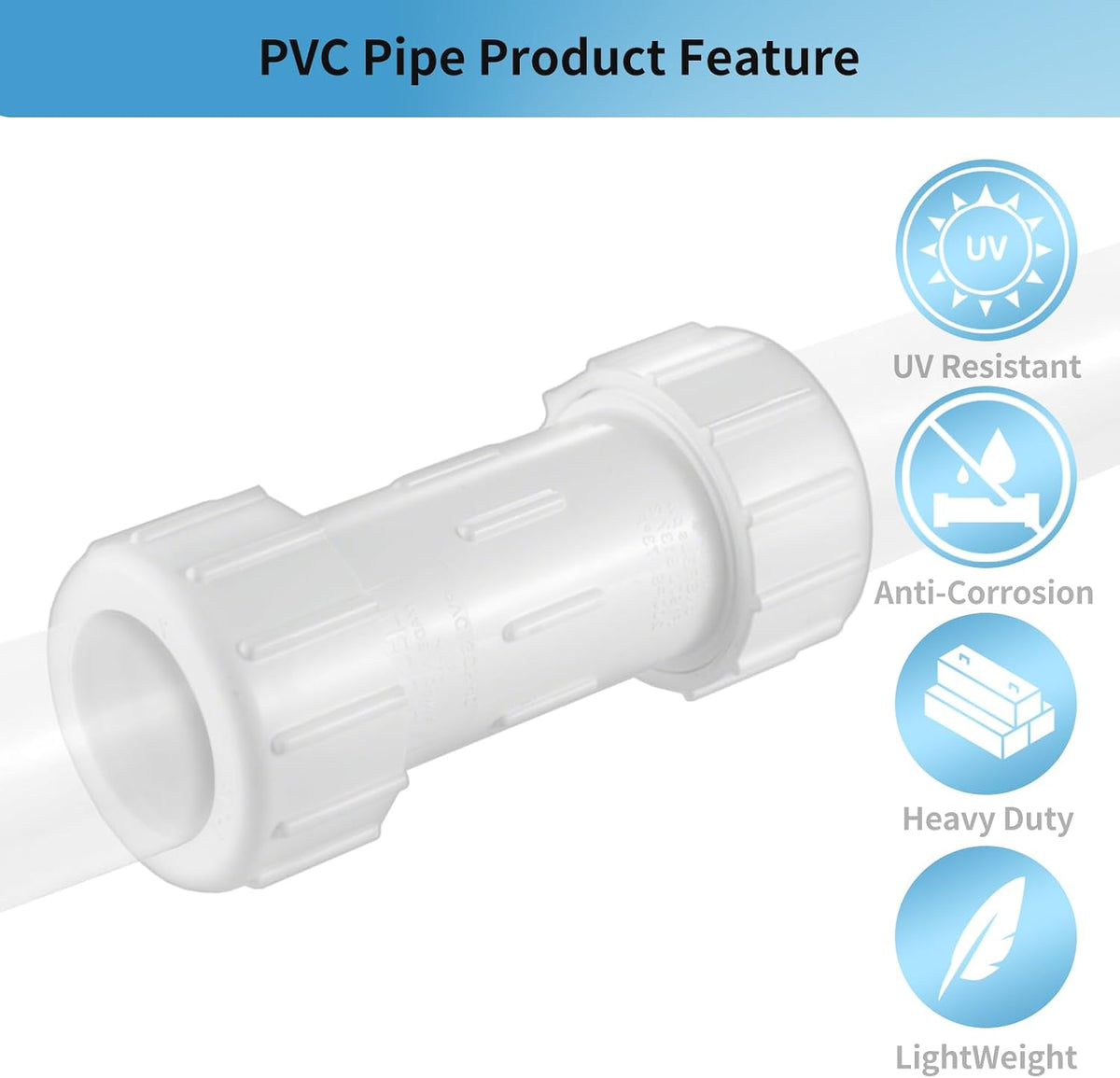 LESSO 1-1/2" PVC Compression Coupling Fittings, 2PCS, NFS White