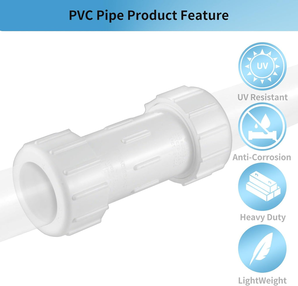 LESSO 3/4 Inch PVC Compression Coupling, White 4 Pack
