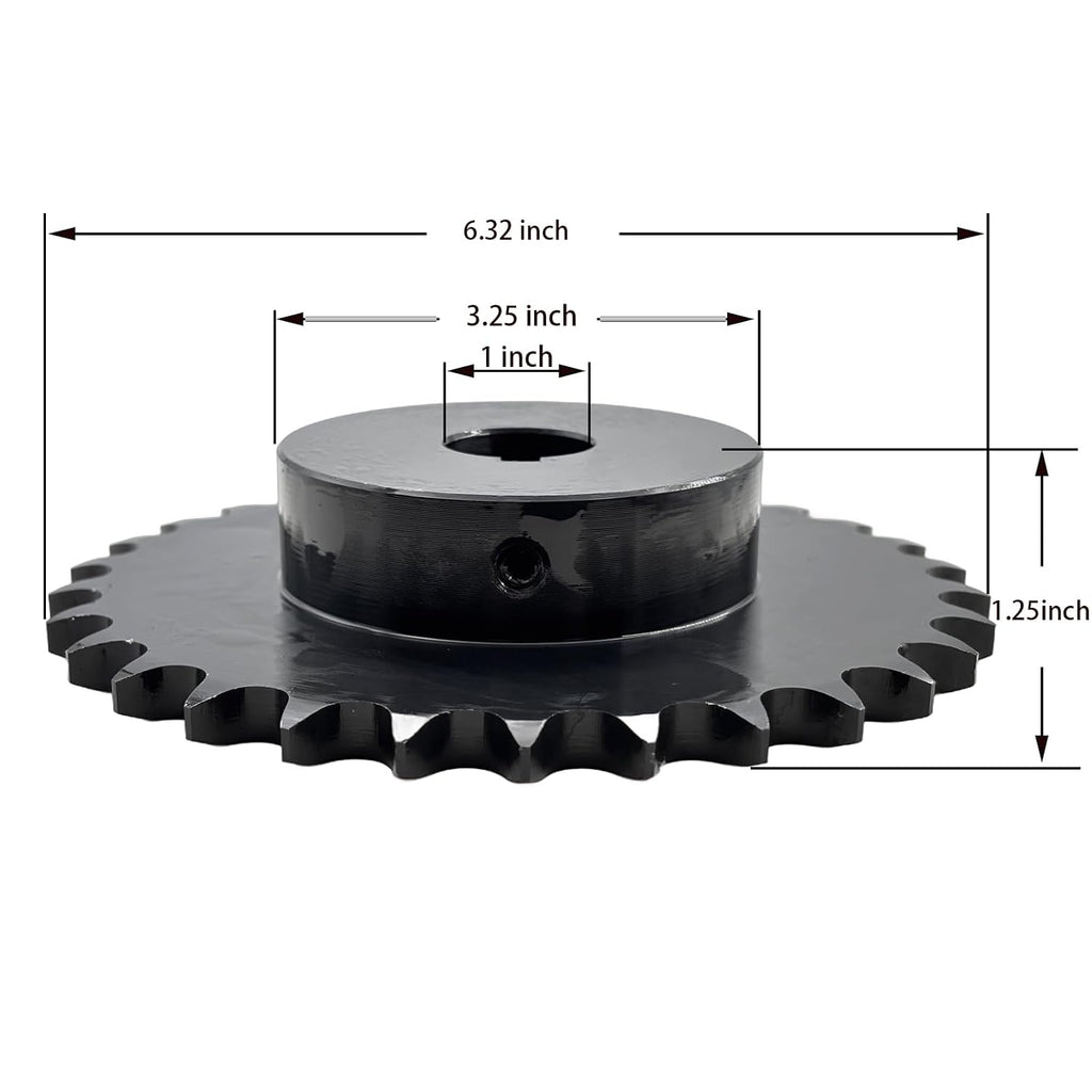 #50 Roller Chain Sprocket Type B 1 inch Bore 30 Tooth, Hardened Antirust 1045 Steel Drive Sprockets 50B30-1