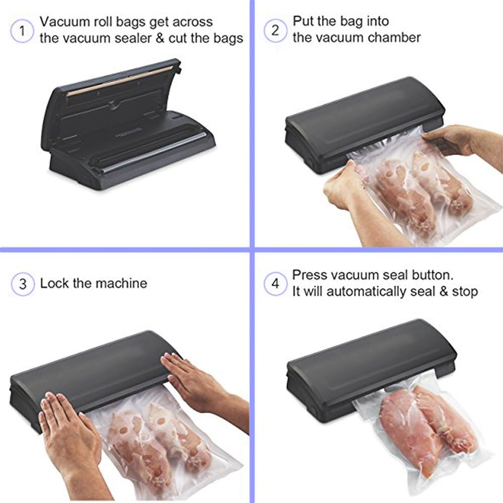 Vacuum Sealer Bags - 2 Pack 11" x 50' Commercial Grade Sealer Saver Rolls for Foodsaver and Sous Vide (Total 100 feet)