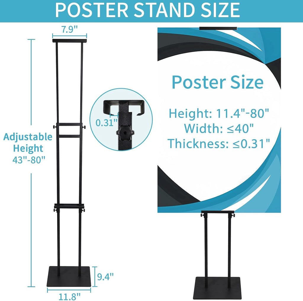 Poster Stand for Display, Adjustable Heavy Duty Poster Board Stand | 1 Pack Pedestal Floor Sign Holder Stand, Height