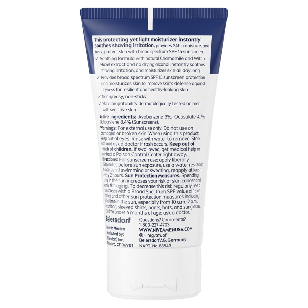 Sensitive Face Lotion, SPF 15 Sunscreen, Multipack, 3 x 2.5 FL OZ | Men's Daily Face Lotion with SPF 15 Broad