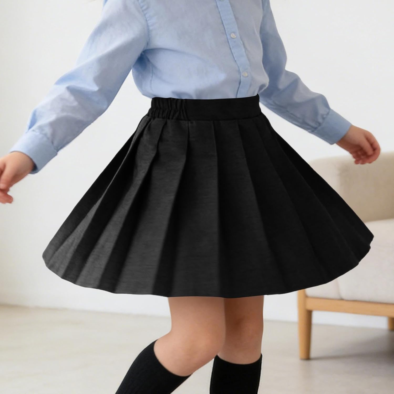 School Uniform Skirts for Girls Adjustable Waist Pleated Skorts Summer Pull-On Athletic Tennis Mini Skirt Dresses