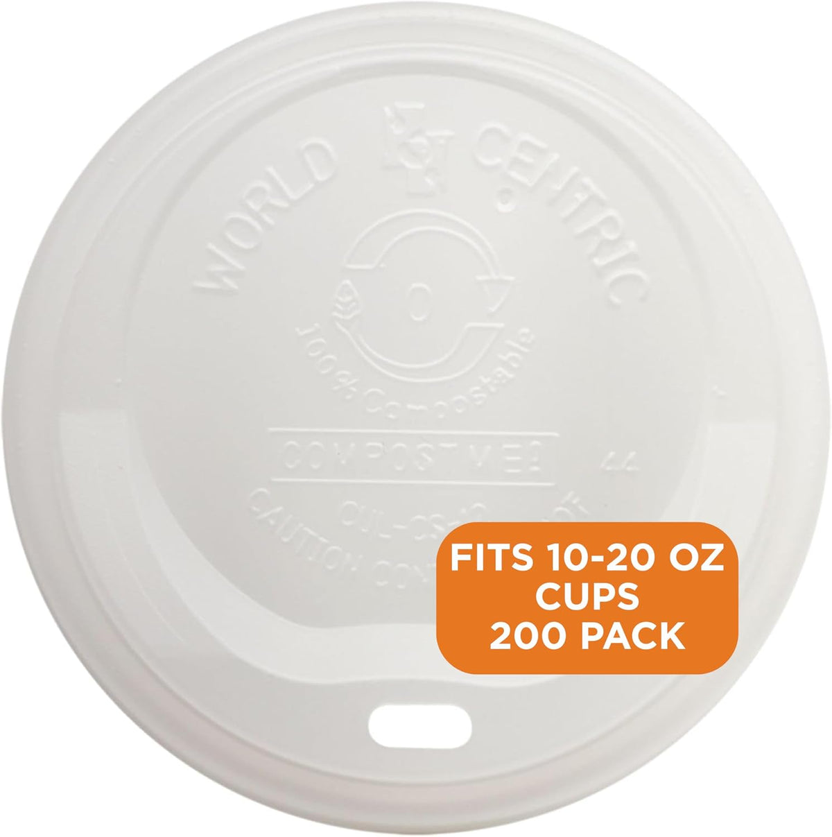 Compostable Cup Lids, Fits 10-20 Oz Hot Cups, Pack of 200