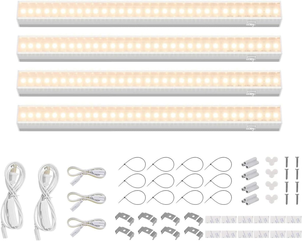 Grow Lights for Indoor Plant, Full Spectrum, T5 1FT Yellow, 4 Packs | White Cover Plant Growing Lamp, LED Grow Light