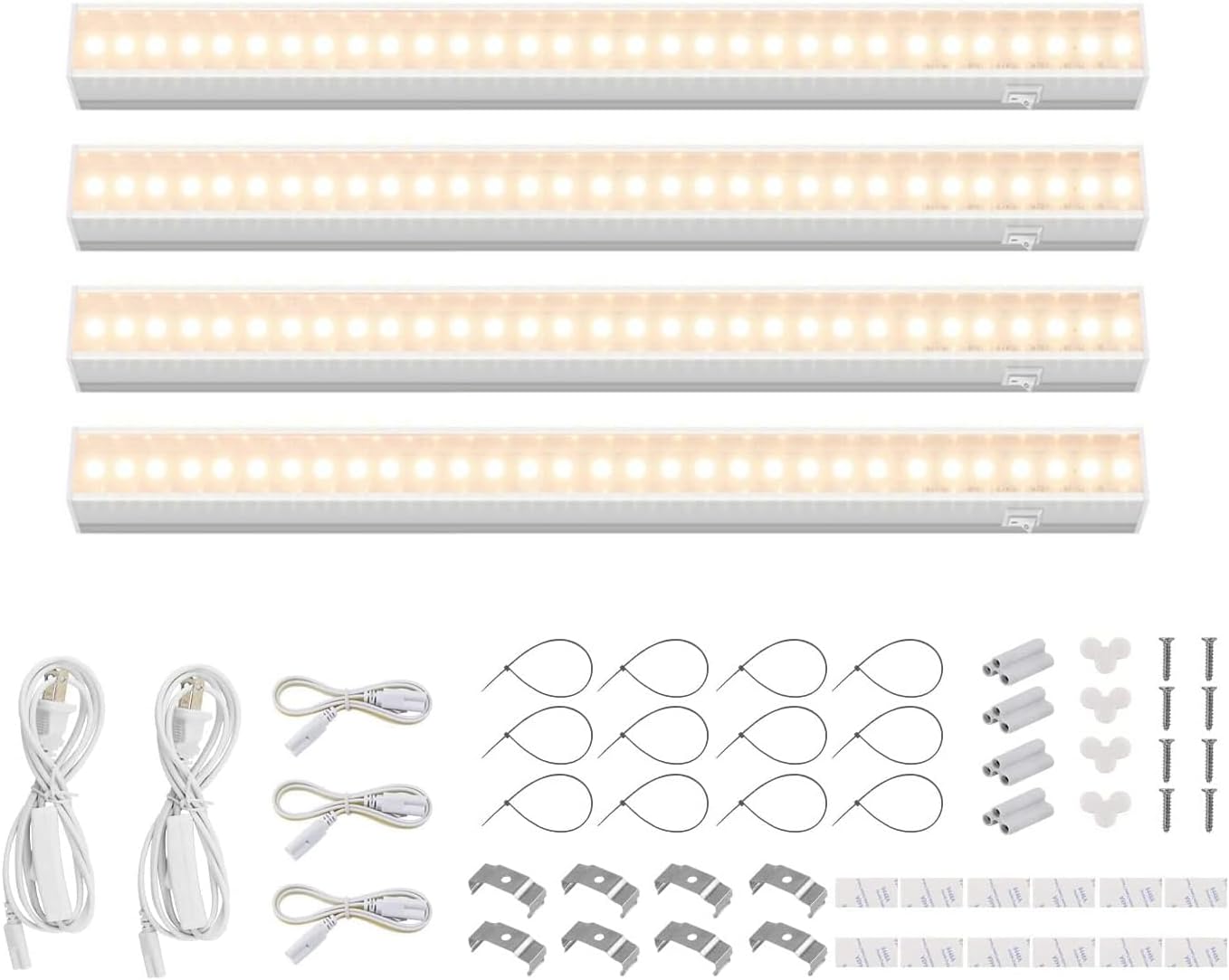 Grow Lights for Indoor Plant, Full Spectrum, T5 1FT Yellow, 4 Packs | White Cover Plant Growing Lamp, LED Grow Light