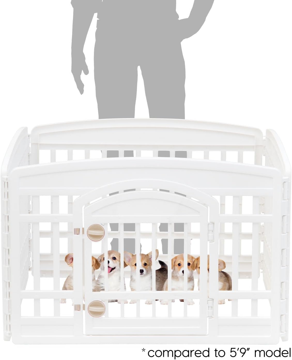 Dog Playpen with Door, 24” 4 Panel Pet Exercise Pen – Indoor Outdoor Puppy Play Pen, Portable Plastic Pet Fence for