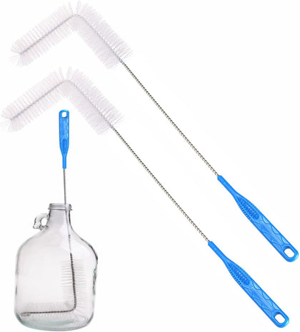 Carboy Brush, Cleaning 2 Piece 30 inch Nylon Brushes, and Stainless Steel Extended Handle Water Bottle Brushes for 3