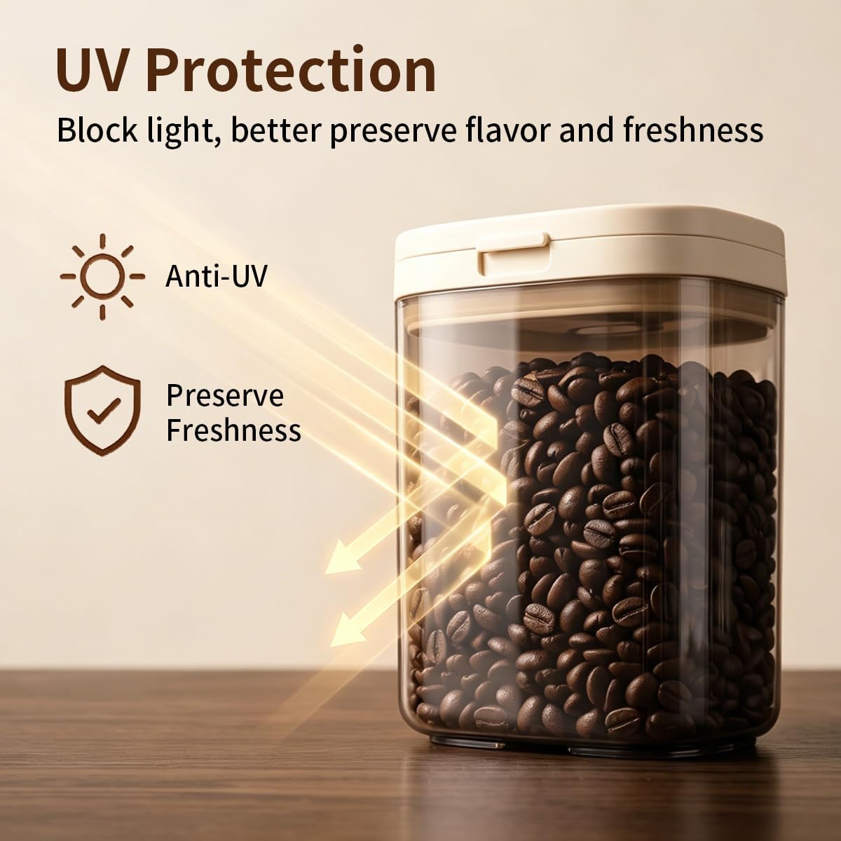 Airtight Food Storage Container with Magnetic Scoop & Built-in Leveler, 800ML Coffee Canister with Date Tracker, BPA