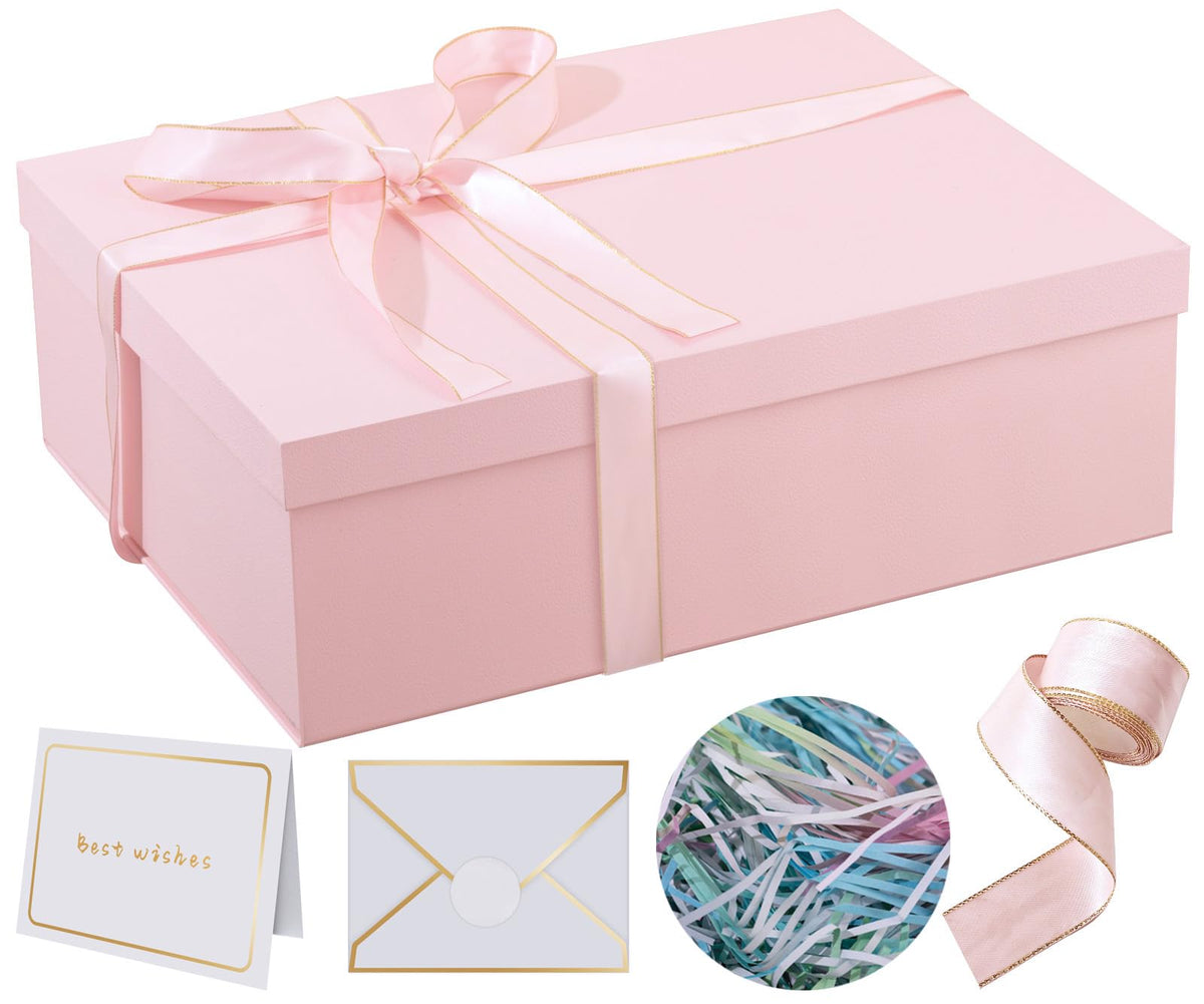 Extra Large Gift Box 16.5x13x5.5 inches,Pink Gift Boxes with Lids for Presents,Perfect for Birthday,Valentine's