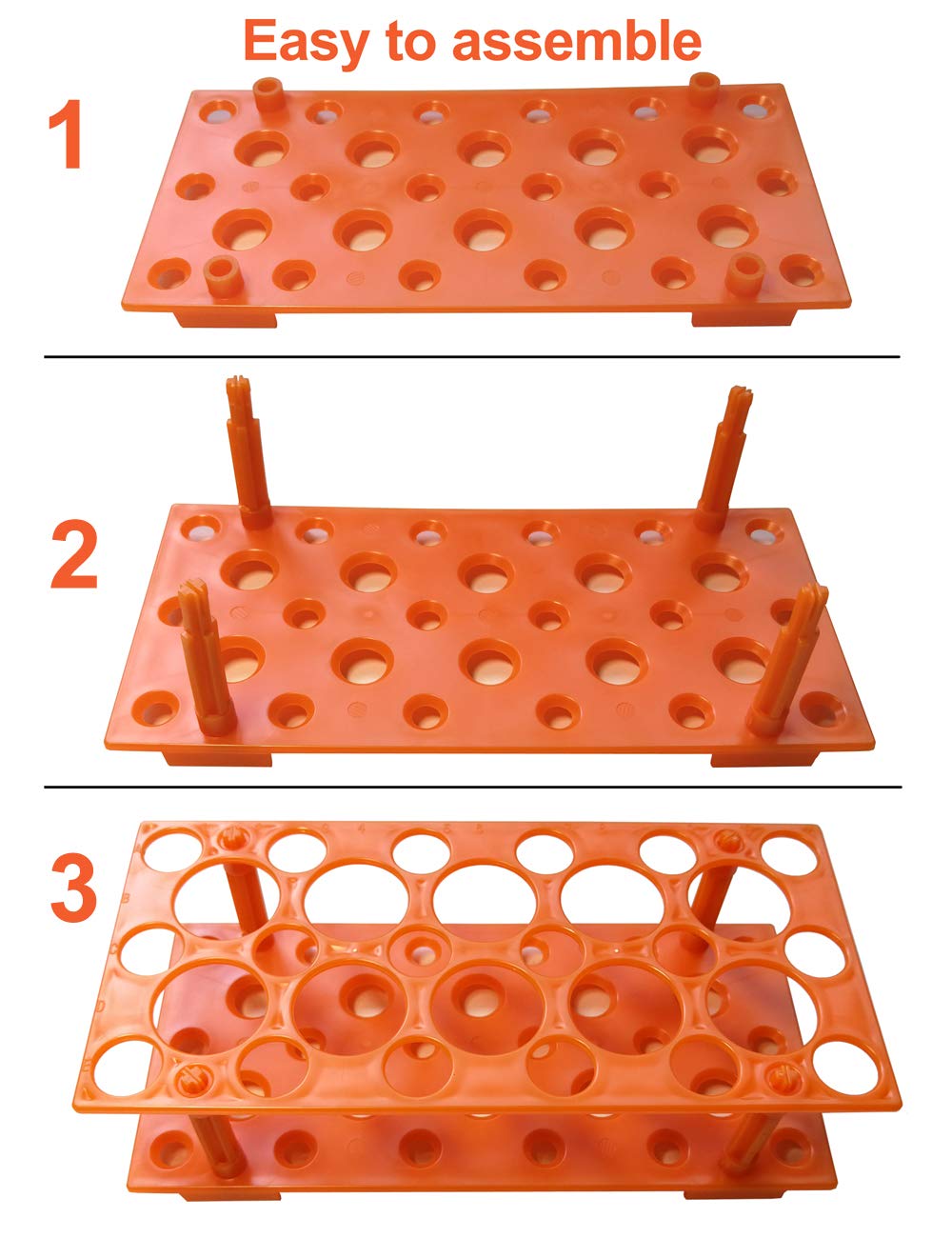 Test Tube Rack, Lab Test Tube Holder, Centrifuge Tube Rack 28 Well | Blue and Orange, Easy to Assemble, Resistant to