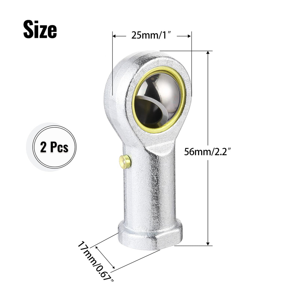 ZOWZEA 2Pcs PHSB6 Rod End Bearing 3/8 Inch Bore Pre-Lubricated 3/8-24 Female Thread Right Hand Heim Joint with Jam Nuts