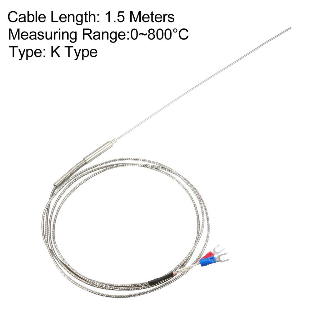 uxcell K Type Thermocouple Temperature Sensor Probe 1x200mm (0 to 800C) 5ft Temperature Controller