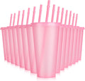 16-Piece Reusable Cups with Lids and Straws, 24 oz Glitter Plastic Tumbler Iced Coffee Cups Travel Mugs for