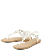 T-Strap Sandals,White Floral,13