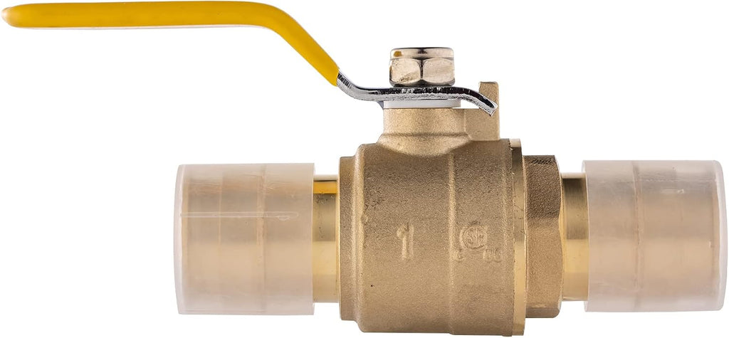 5Pcs EFIELD PEX Expansion 1" Brass Ball Valve,Yellow Handle(VALVE155-5)
