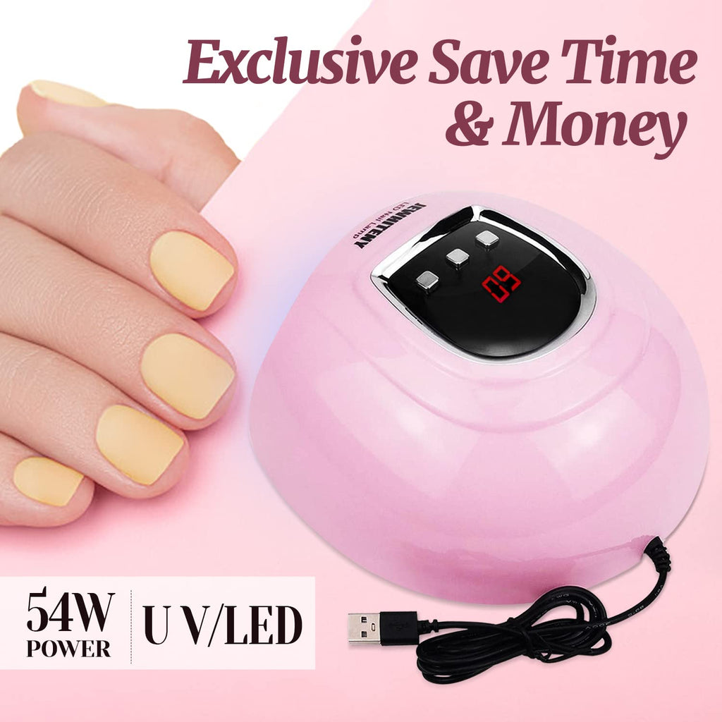 UV LED Nail Lamp 54W, Professional Nail Dryer Gel Polish Light, UV Light with 3 Timer Setting, Curing Gel LED Dryer