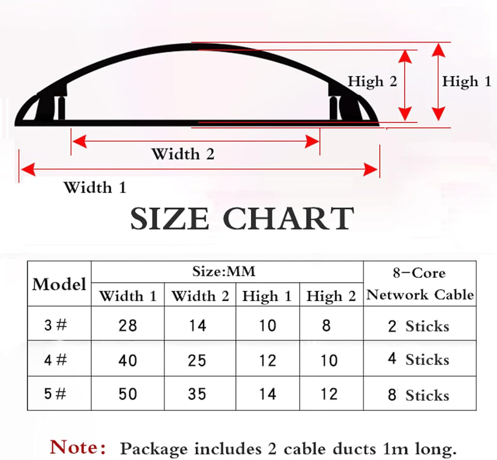 Detive Cable Management Solution, Half Round Wire Hider & Speaker TV Cable Organizer, Open Wire Duct for Home Office, Neat Electrical Cord Concealer, 4-Pack