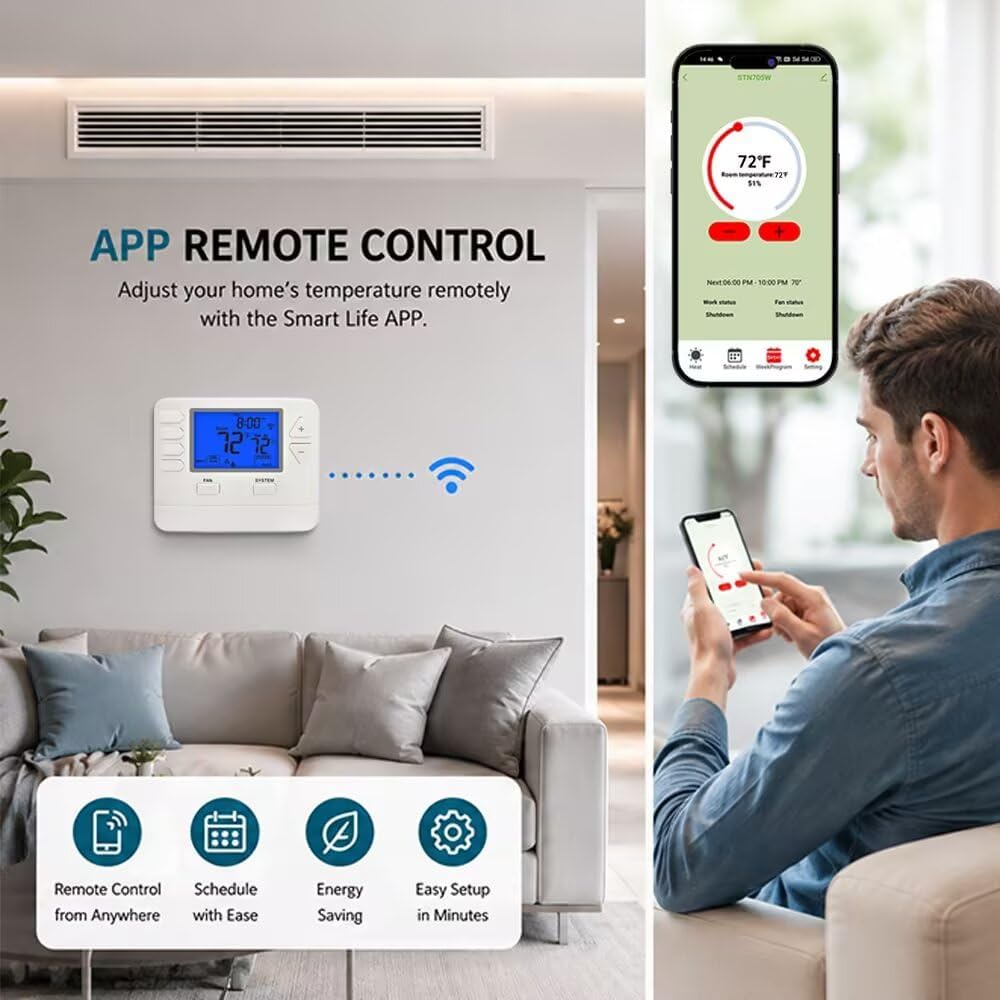 Smart WiFi Thermostat for Home with App Remote Control, Advanced Programmable Regulator for Ultimate Comfort