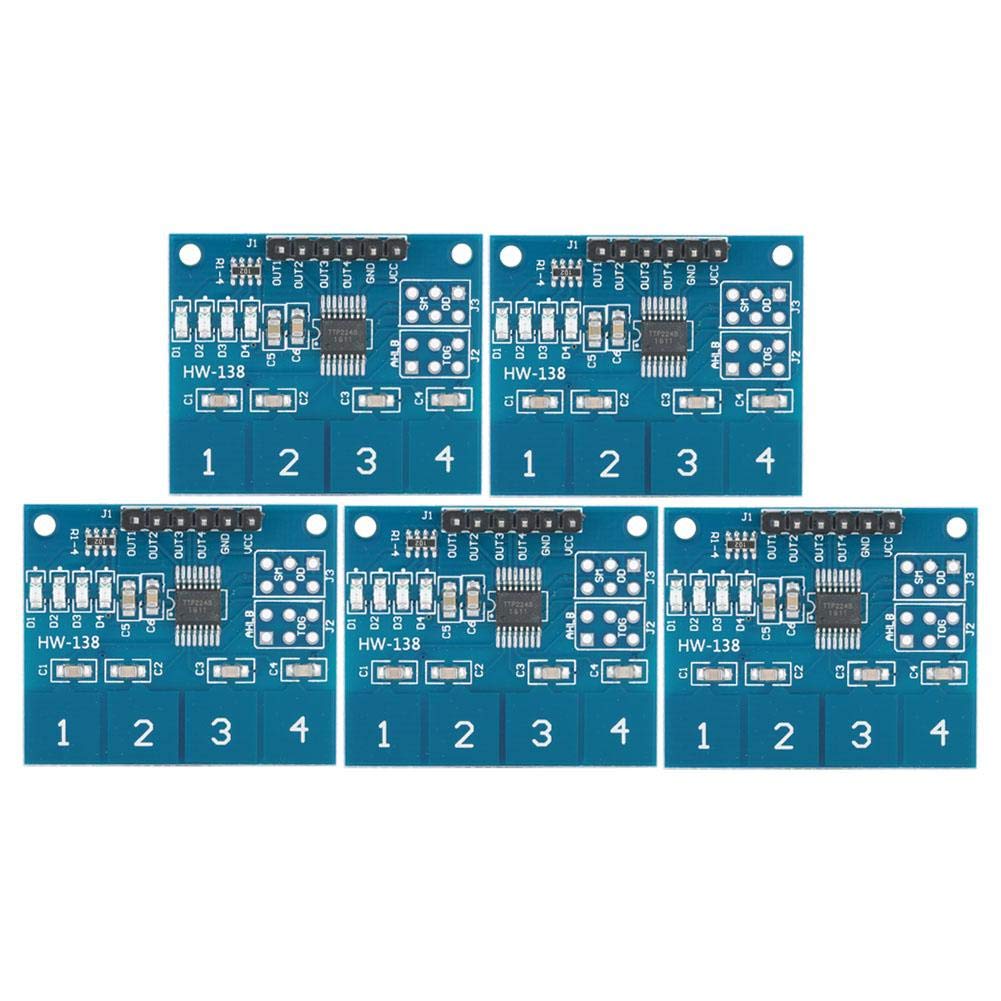 Liccx 5Pcs Touch Switch Module,TTP224 Digital Capacitive Touch Sensor Switch,4 Channels Touch Sensor Switch Digital Sensor Electrical Equipment