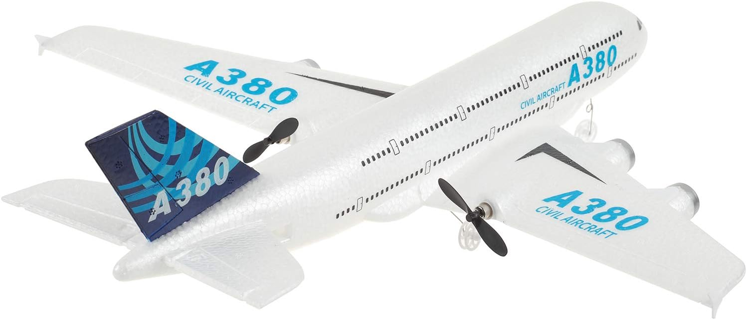 RC Plane Remote Control Airplane 2.4Ghz DIY 2 Channels Remote Control Airplane Built in 6-Axis Gyro, A380 RC Aircraft