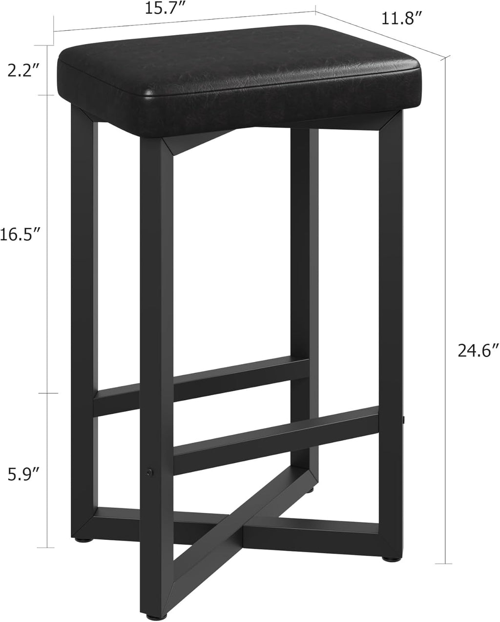 Bar Stools Set of 4, 24.6" Counter Height Backless Barstools