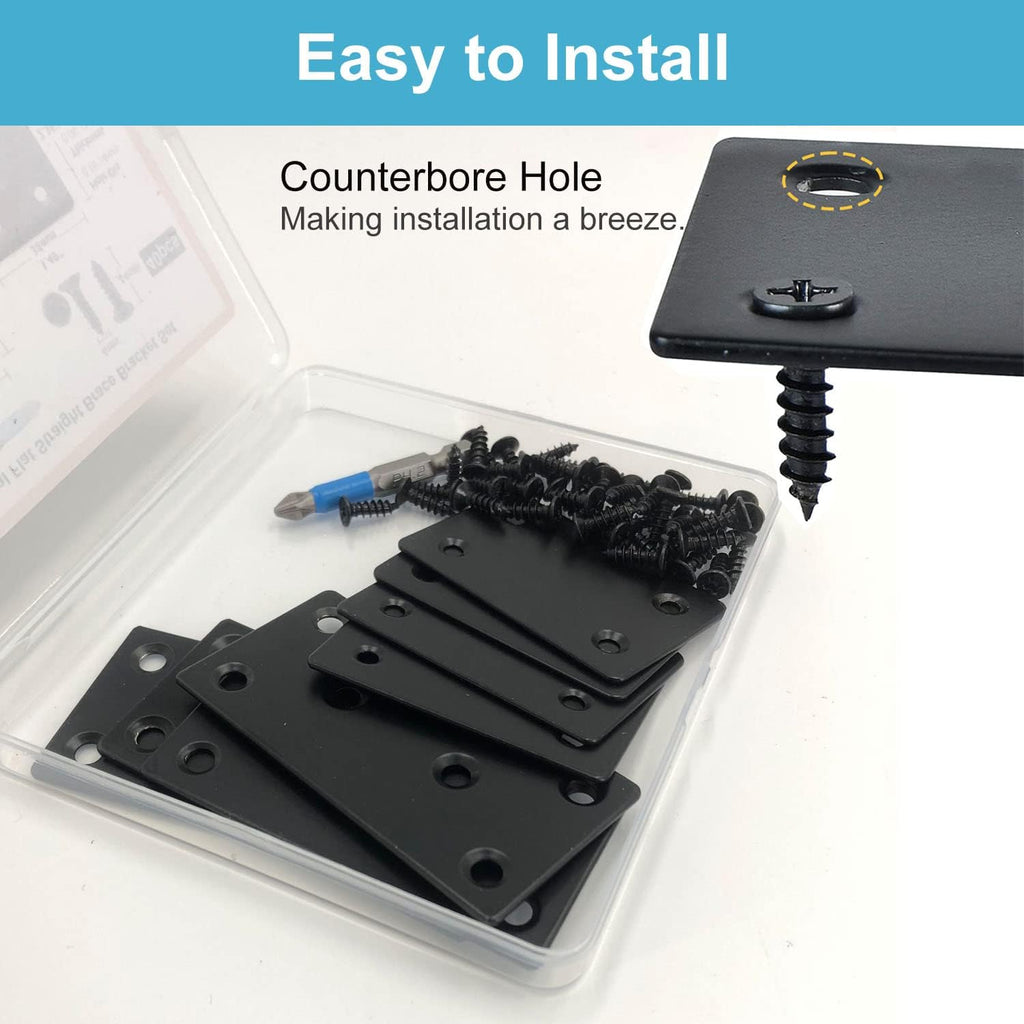 8 Pack Black Flat Mending Plate 3.15x1.57‘’ & 2.36x1.49'', Stainless Steel Bracket, Straight Metal Brace Bracket