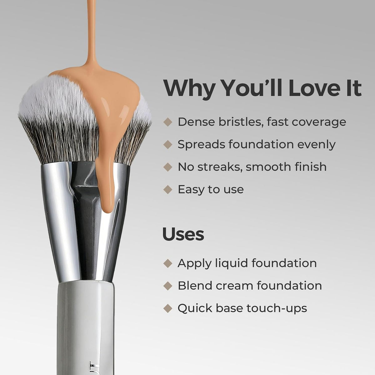 201 Angled Foundation Brush for Flawless Makeup Application Professional Liquid, Cream Powder Foundation Brush with