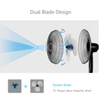 16" Dual Blade Pedestal Fan, Oscillating Stand Fan Height Adjustable with Remote Control, 3 Speed Settings, Timer