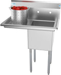 1 Compartment Stainless Steel NSF Commercial Kitchen Prep & Utility Sink with Drainboard - Bowl Size 15" x 15" x 12"