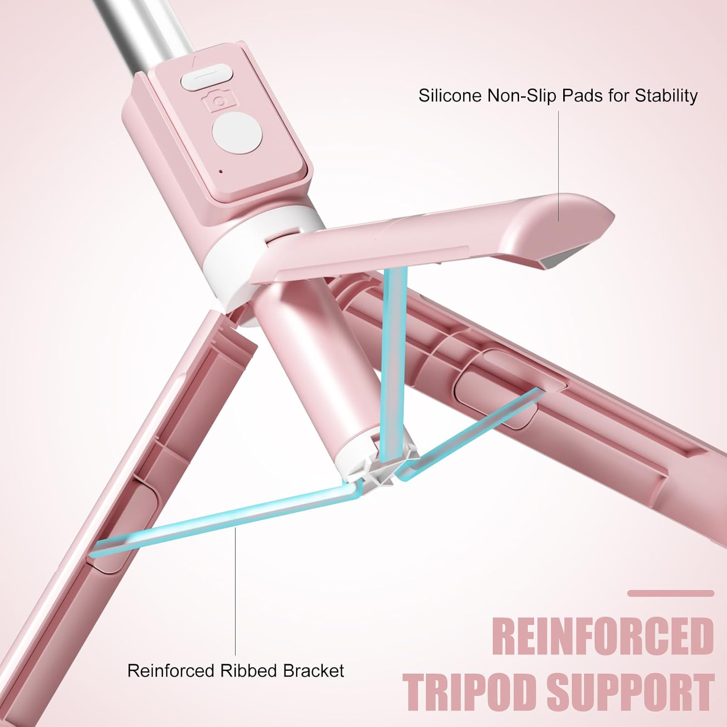 Selfie Stick with Rechargable Remote & Light (1PC), Tripod for iPhone, Cell Phone Stand for Video Recording, Portable